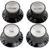 Musiclily Pro Imperial Inch Size Manopole Reflector 2 Tono 2 Volume Top Hat Knobs Set per Chitarra Elettrica Les Paul SG Style USA, Nero con Argento Top