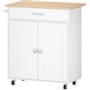 CHOEZON DMZD01WN - Isola della cucina con vano portaoggetti, con ruote e carrelli da cucina con piano di lavoro, doppia porta, tavolo estraibile, mobile, colore bianco naturale