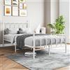 FOUBAM Telaio Letto in Metallo Con Testiera, Matrimoniale e Singolo, per Camera da Letto e Ospiti, 120 x 200 cm, Bianco