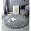 LYKEJI Tappeto Rotondo, Pelo Lungo, Moderno, per Soggiorno, Camera da Letto, Sala da Pranzo o Camera dei Bambini, Comodo Tappeto Shaggy Tappeto Antiscivolo (140cm X 140cm, Grigio)