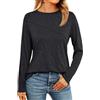 NAIOSS T-Shirt Maglietta a Manica Lunga da Donna Cotone Primavera Autunno Camicia Elegante Camicetta Lavoro Casual Top (Verde Chiaro/L)