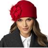 Vivisence Cappello Donna Elegante Fatto A Mano in Cashmere con Decorazione Laterale E Cristalli Antistatico Perfetto per l'inverno Idea Regalo Unica, Rosso,Taglia Unica