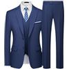 Autsel Abiti da Uomo Slim Fit 3 Pezzi Completo Uomo Business Formale Matrimonio 2 Bottoni Blazer Gilet Pantaloni Elegante Blu Navy L