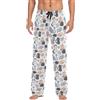 JUMBEAR Pantaloni da salotto da uomo con gatto carino, pigiama da uomo con tasche, A, S