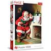 Trefl - Coca-Cola, Babbo Natale accanto al camino - Puzzle 1000 Pezzi - Puzzle di Natale, per Adulti e Bambini a partire dai 14 anni