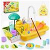 Ulikey Lavello per Bambini, Lavello Giocattolo con Acqua, Giocattoli da Pesca, Sistemi Automatici di Circolazione Dell'acqua, Accessori Cucina Giocattolo, Lavello Cucina per Bambini 3+ (Giallo)