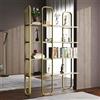 Dmora - Libreria Almena, Scaffale da ufficio, Mobile portalibri, Biblioteca, 125x28h180 cm, Oro