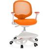 HJH Office 736418 Sedia per bambini KID ERGO tessuto/tessuto di maglia Arancione, Pratico poggiapiedi regolabile in altezza, girevole