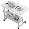 Wintem - Tavolino Regolabile in Altezza 69-85 cm con Ruote e 2 Mensole per Laptop e Studio, Struttura Robusta, Ideale per Casa e Ufficio, Design Moderno e Facilmente Spostabile