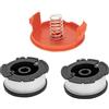 XINTONG Bobina e linea per decespugliatore, 2 tagliabordi elettrici, compatibile con Black Decker, sostituisce AF-100 ST5530-GB GLC3630L20-GB STC1820PC-GB BESTA530-GB BESTA525-GB (con 1 tappo, 1 molla