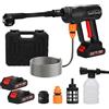tivekeo Idropulitrice a batteria per auto, 30 bar, portatile, senza fili, con ugello regolabile 5 in 1 e girevole a 180°, 24 V, idropulitrice portatile per auto, piscina (due batterie)