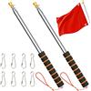 APXEL 2 Asta Bandiera Telescopica, 3m Asta Bandiera Portatile in Acciaio Inossidabile, Manuale Porta con Impugnatura Antiscivolo, con 8 Ganci per Guide Turistiche, Campeggio, Insegnanti(Arancione)