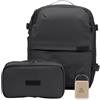 Airback Zaino Sottovuoto Viaggio FLEX con Pompa - 16-23L, Trasportare o Rotolare, Pompa a Vuoto, Zaino Bagaglio a Mano con Sottovuoto per Cabina, Leggero & Espandibile, Resistente All'acqua,Nero