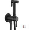 Kibath LLAVISAN L474651 Rubinetto per WC, Black igiene intima per sostituzione del bidet, monocomando acqua fredda e calda con doccia a mano. Disegno rotondo, nero opaco
