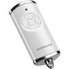 Hörmann Trasmettitore manuale HSE 4 BS (frequenza 868 MHz, bianco lucido, azionamento per porta del garage con tappi cromati, batterie, dimensioni 28 x 70 x 14 mm, anello portachiavi) 4511565