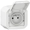 Legrand - Presa di corrente con messa a terra impermeabile con copertura Plexo 16A 250V consegnata completa per montaggio in apparente bianco