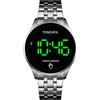 TONSHEN Uomo Semplice Fashion Controllo Touch Orologi da Polso Acciaio Inossidabile LED Digitale Elettronico Orologio (Argento)