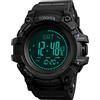 TONSHEN Uomo Outdoor Militare Sportivo Bussola Orologi da Polso Plastica LED Elettronico Multifunzione Altimetro Termometro Pedometro Calorie Doppio Tempo Allarme Digitale Orologio (Nero)