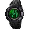 TONSHEN Sportivo Orologio Uomo 50M Impermeabile LED Elettronico Digitale Allarme Cronometro Orologi da Polso (Nero2)