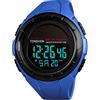 TONSHEN Unisex Grande Plastica Cassa Sportivo Solare Orologio e Gomma Cinturino Outdoor Militare 50M Impermeabile LED Elettronico Allarme Cronometro Digitale Orologi da Polso (Blu)