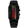 TONSHEN Moda Binario Orologio IL Design Unico Nero Acciaio Inossidabile Rettangolare Quadrante Rosso con Giallo LED Lampada Data Calendario Classico Dress Orologi da Polso (Uomo)