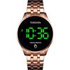 TONSHEN Uomo Semplice Fashion Controllo Touch Orologi da Polso Acciaio Inossidabile LED Digitale Elettronico Orologio (Rosa)