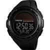 TONSHEN Unisex Grande Plastica Cassa Sportivo Solare Orologio e Gomma Cinturino Outdoor Militare 50M Impermeabile LED Elettronico Allarme Cronometro Digitale Orologi da Polso (Nero)