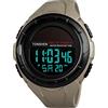 TONSHEN Unisex Grande Plastica Cassa Sportivo Solare Orologio e Gomma Cinturino Outdoor Militare 50M Impermeabile LED Elettronico Allarme Cronometro Digitale Orologi da Polso (Giallo)