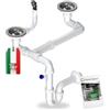 GM GranMaster Granmaster, sifone da cucina manuale a 2 camere, con troppopieno, scarico per lavandino, Made in Italy, collegamento sul fondo, 1 1/2, filtro valvola eccentrica 3 1/2, 38 x 26 x 12 cm