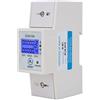 Walfront DDS015M Misuratore di Potenza Elettrica Monofase, DIN Guida Misuratore di Energia Watt/Ora Misuratore Digitale KWH con Retroilluminazione a 230 V Ripristinabile