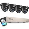 ZOSI 8CH 1080P H.265 + DVR con disco rigido da 1 TB e 2,0 MP Telecamera di sorveglianza esterna, allarme istantaneo e APP gratuita per accesso remoto