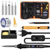HOUSN Kit Saldatore, Saldatore Elettrico 80W con Display LCD Temperatura Regolabile e Interruttore ON/OFF, Saldatore a Stagno con 5 Punte, per Riparazioni Elettroniche e Fai da Te