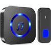 Homirty Campanello Senza Fili da Esterno Interno, Campanello Casa Wireless Pulsante a Lunga Distanza di 300m, 55 Suonerie, 5 Volumi Selezionabili (1 nero ricevitore + 1 nero trasmettitore)