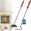 KOTARBAU® 2 Pezzi - Coppia Attrezzi Camino - Grattacenere per Cenere con Manico in Legno - Attizzatoio per Camino - Acciaio e Legno - Sicurezza - Funzionale