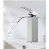 FAOKZE Rubinetti per Cascata bagno, rubinetteria lavabo con un design moderno,regolazione per l'acqua calda e fredda,un miscelatore monocomando con valvola in ceramica di alta qualità,Cromato.
