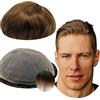Yanahair Protesi Capelli Uomo 8x10 Toupee per Uomini Parrucchini Parrucca Capelli Veri Uomo Parrucche 100% Europeo Capelli Umani Veri Pieno Francese Pizzo Toupet(8x10",#4 marrone chiaro)