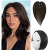 RUNRAYAY Fermaglio per capelli con frangia, copertura 3D a 360°, extension per capelli da 25 cm per donna, frangia finta per uso quotidiano Castano Nero