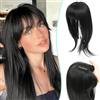 Fine Plus 360° 3D clip in frangia, 45,7 cm capelli sintetici topper con frangia aggiornamento 10,2 x 12,7 cm base naturale nero stratificato capelli finti capelli lisci uso quotidiano/festa