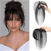 RPAEOY Extension Capelli Veri Clip 100% Frangia Natural Air Bangs Frontale Frangia Posticci Lavabile Tingibile per lo Styling Quotidiano Feste(Nero naturale)