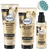 Balea Professional Balea Confezione da 3: Shampoo Brillante Bionda 250ml Balsamo 200 ml, trattamento per capelli 100 ml con spazzola massaggiante del cuoio capelluto