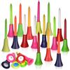 mizikuu Tee da Golf Plastica, 50 Pezzi Tee da Golf a Cuscino 83mm 3-1/4 con Testa in Gomma Riducono l'attrito Laterale Spin Durevole Accessori per Tee da Golf Multicolore
