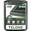 COVALL Telo Telone 5x6m telo impermeabile esterno 130g/m² plastica Tenda Anti UV Copertura Esterna Piscina Tetto Sabbiera Barca RV Auto Copertura Protettiva (Verde scuro/nero)