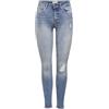 ONLY Blush Mid SK Ank Raw Jeans Skinny Donna, Blu (Light Blue Denim), 36W/32L