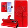 Dcjlbo Cover per Samsung Galaxy A57 5G Custodia in Pelle Portafoglio a Libro con Pellicola Vetro Temperato Porta Carte Motivo Flip Case Antiurto Custodia-Rosso