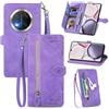 MOJIA Custodia Portafoglio per Honor Magic7 Lite (Magic 7 Lite), Pelle PU Flip Cover per Telefono con Guscio Interno in TPU, Multifunzione Porta Carte con Cinturino Polso. Viola