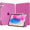 MoKo Custodia per iPad 11 Pollici (A16) 11a Generazione, iPad 10a Gen 10,9 2022 con Portapenna, iPad 10a Gen Cover Trifold Sottile e Leggera con Retro in PC Rigido Traslucido, Lampone