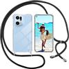ISOI Cover con Cordino per Oppo Find X5 Pro, Custodia Trasparente con Collana Tracolla Laccio Collo Ultra Sottile Morbido TPU Silicone Antiurto AntiGraffio Antiscivolo Case, Nero