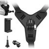 Squamify Supporto per Casco Moto Mento per GoPro Hero 13/12/11/10/9/8/7/6/5/4, Insta360 Ace Pro/2 X5 X4 X3, DJI OSMO Action 5 Pro Action 4/3, Attacco con Cinturino Supporto a Gancio J, Silicone Antiscivolo