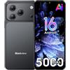 Blackview Wave 7C Android 16 Smartphone sbloccato con IA, 6.56 HD+, 16GB+64GB/1TB TF Telefono Cellular, 5000mAh, 32MP+13MP, 4G Dual SIM, WiFi 5/Face ID/GPS/OTG/FM/Custodia inclusa, Nero