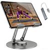 Wowssyo Supporto per tablet da scrivania girevole a 360°, regolabile, supporto per tablet desktop, supporto pieghevole in alluminio per iPad Pro, Air, Mini/Samsung Galaxy Tabs/Kindle e altro ancora (10,2-33